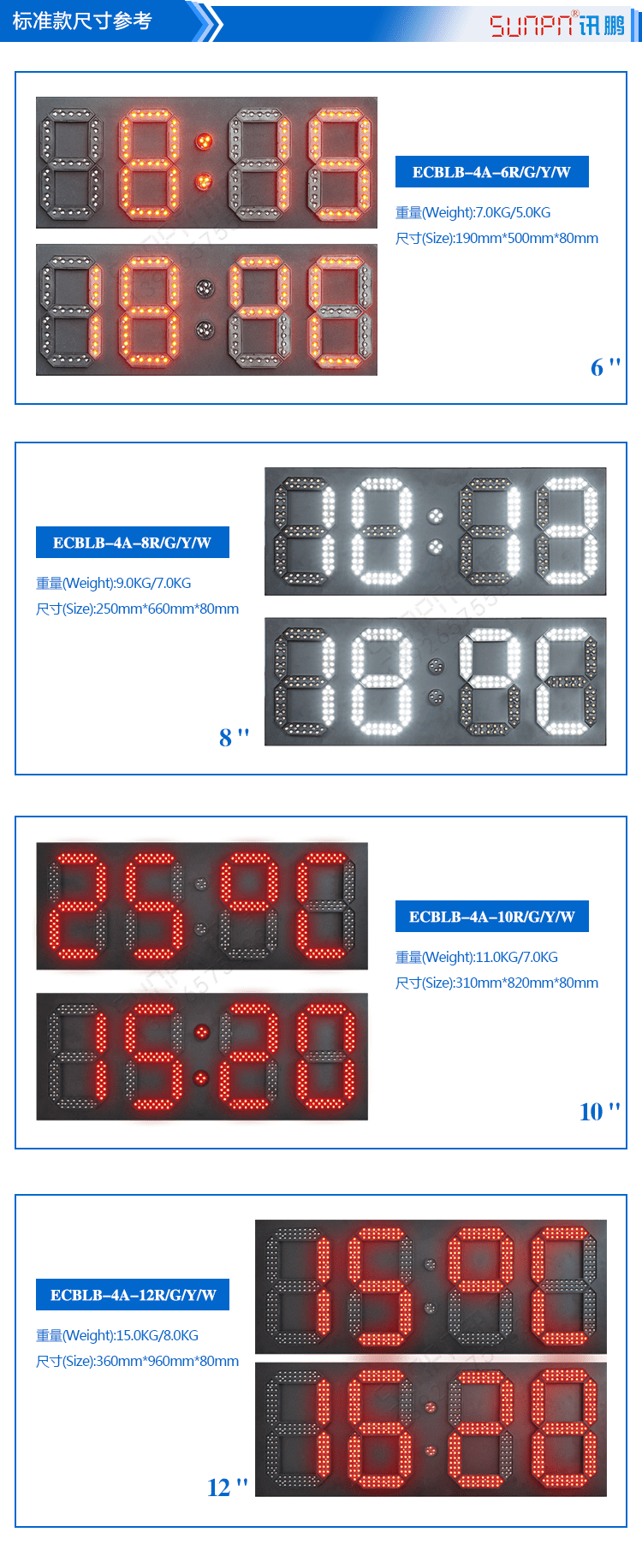 LED戶外電子時鐘相關尺寸
