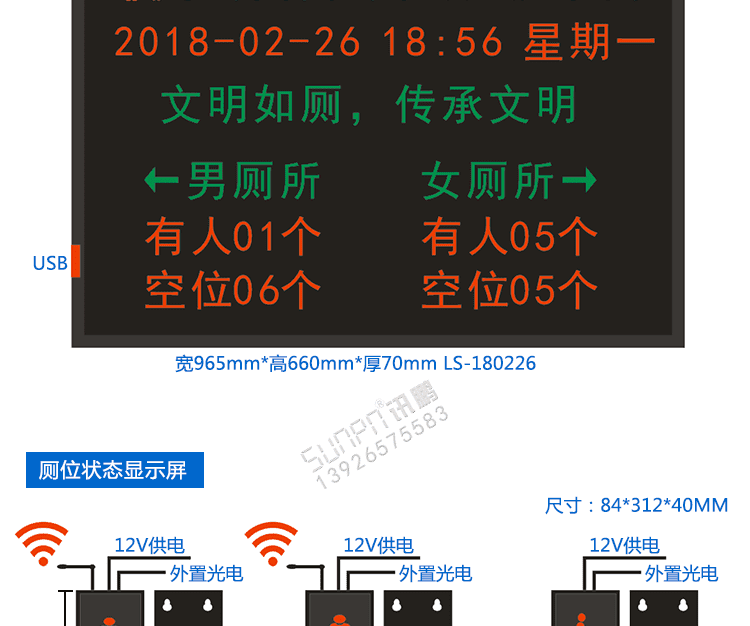 廁所狀態(tài)屏產品結構圖