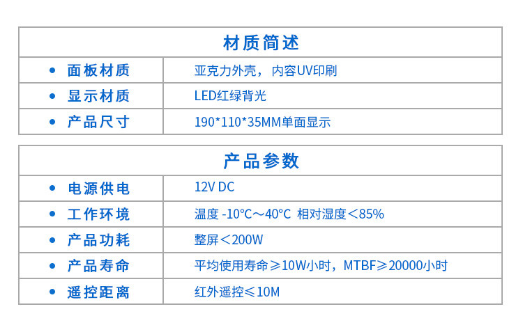 液晶廁所狀態匯總顯示系統產品參數