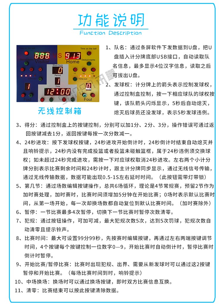 LED比分牌顯示系統功能