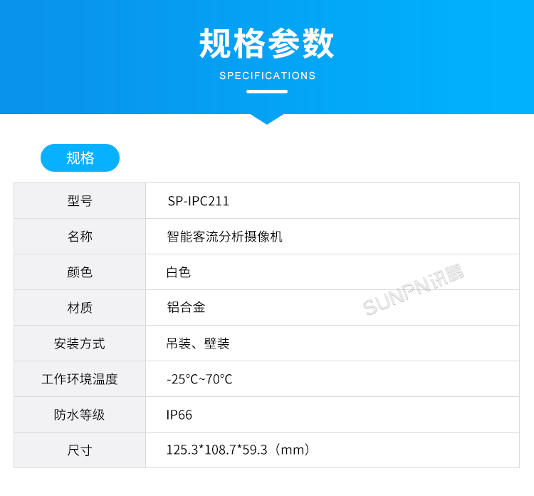 商場(chǎng)人流量統(tǒng)計(jì)攝像頭-規(guī)格參數(shù)